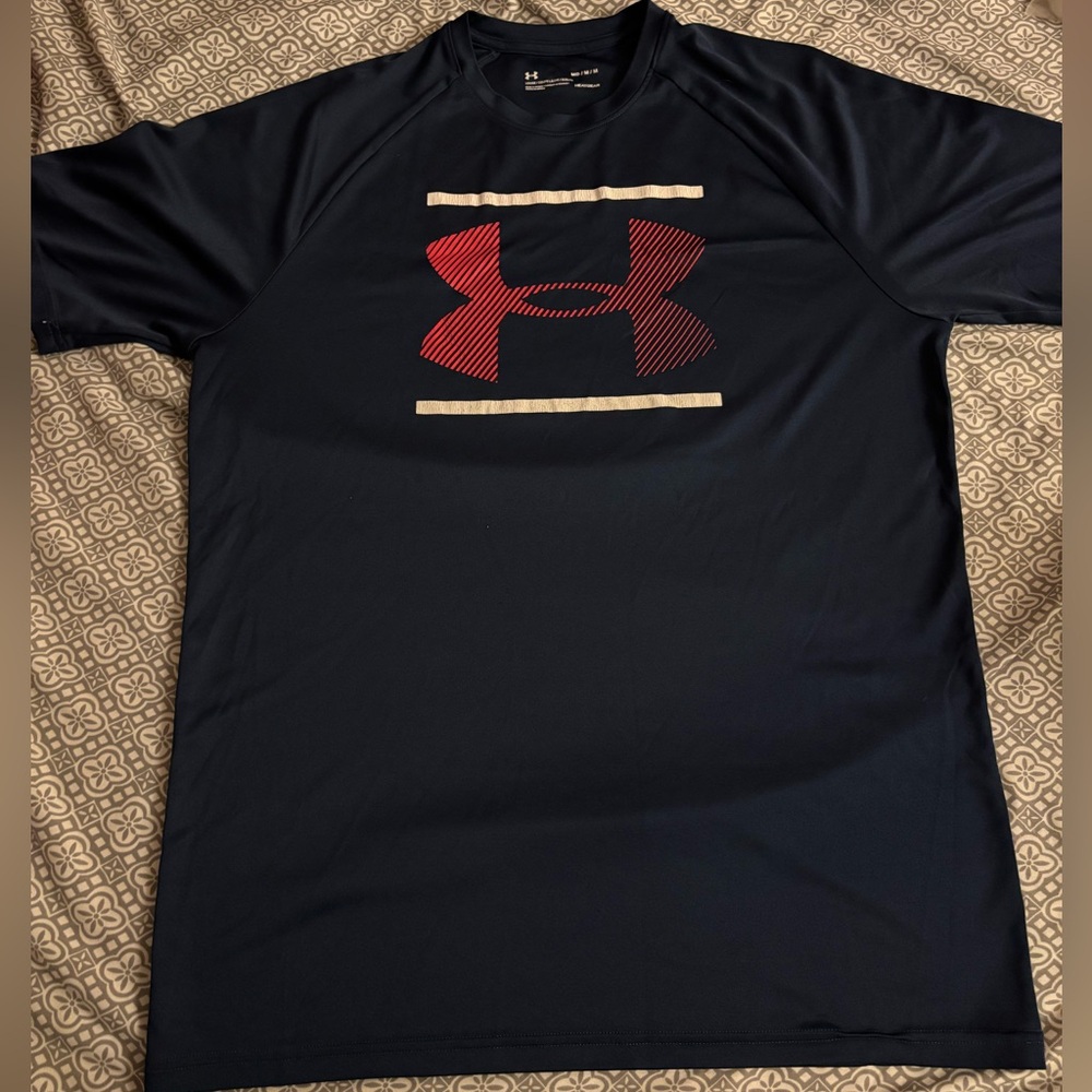 Under Armour Dark Navy Blue T-Shirt with Gold and Red Accents